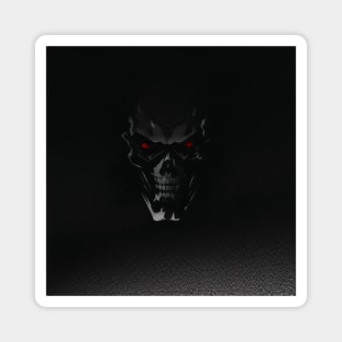 skull with red eyes emerging from shadows Magnet