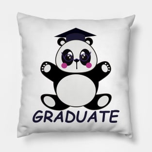 Cute Kids Panda in Graduation Cartoon Pillow