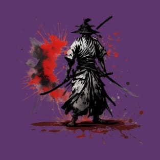 Inked Warrior Samurai Splatter Art T-Shirt