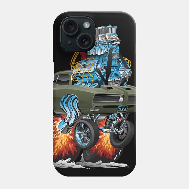 Classic American Muscle Car Hot Rod Cartoon Vector Illustration Phone Case by hobrath