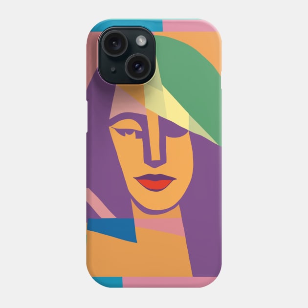 Jennie - Cubism Portrait with Border Phone Case by Velvet Earth