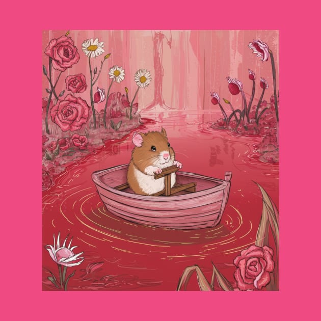 AI generated floral lake hamster on boat by Catbrat