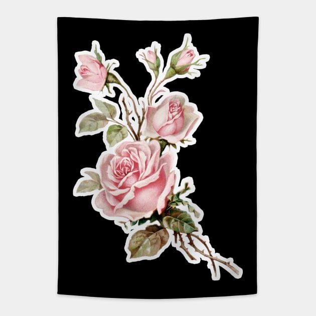 Vintage Victoriana Rose Illustration Design Tapestry by DankFutura