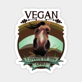 Vegan - Lovers of life. Ohio Vegan (dark lettering) Magnet