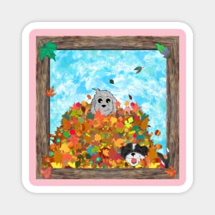 Autumn Dogs too Magnet