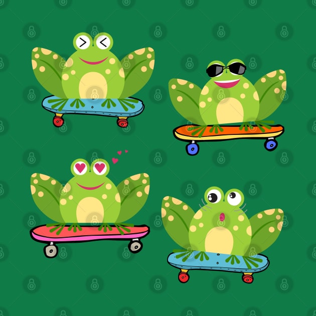 Frog on Skateboard by Unique Treats Designs