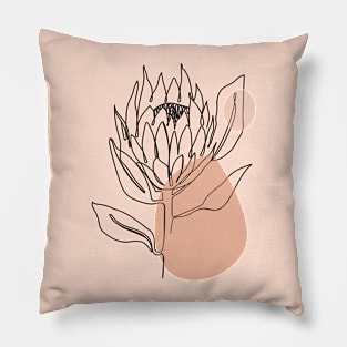 One line protea flower with abstract shapes. Pillow