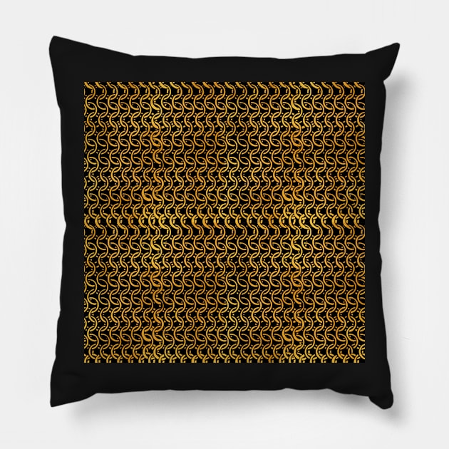 Gold Knight in Shining armor Chainmail Print Pillow by JamieWetzel