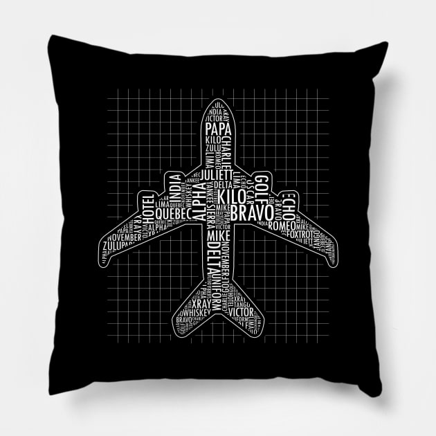 Phonetic Alphabet Airplane Pilot Flying Aviation Pillow by theperfectpresents