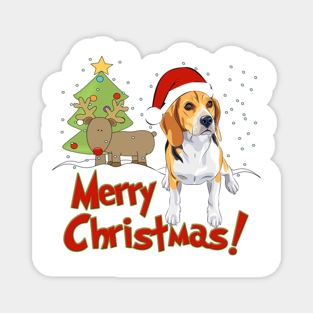 Merry Christmas Beagle Dog! Magnet by rs-designs