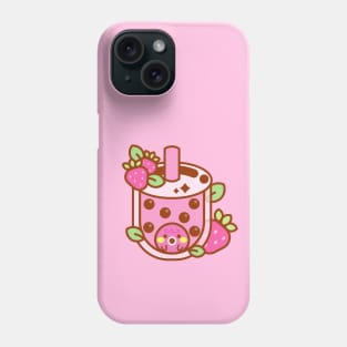 Pink Strawberry Boba Tea Phone Case