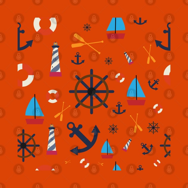 nautical seamless pattern by maricetak