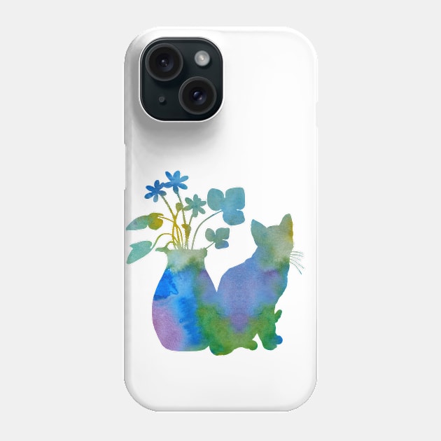 Cat and flowers Phone Case by TheJollyMarten