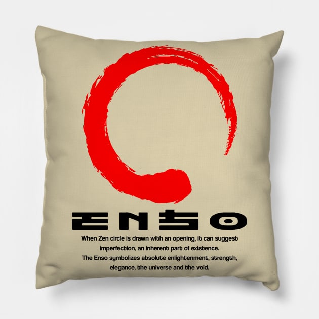 Enso meaning Japanese kanji words character symbol 123 Pillow by dvongart