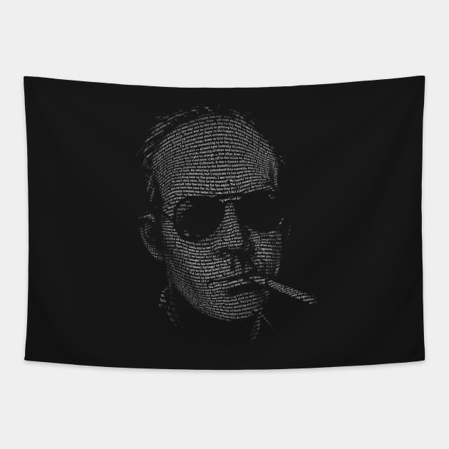 Hunter S Thompson Fear and Loathing in Las Vegas text portrait Tapestry by vincentcarrozza