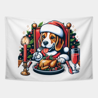 Beagle Dog Christmas Meal Tapestry