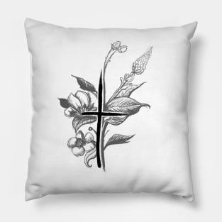 Cross with Flowers Pillow