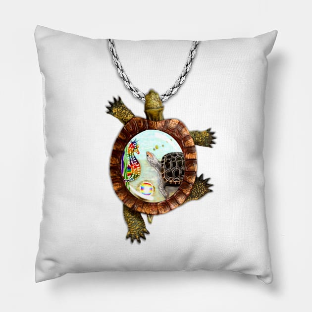 Turtle and Seahorse Pendant Pillow by KC Morcom aka KCM Gems n Bling aka KCM Inspirations