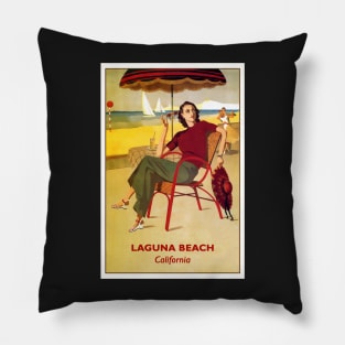 Beach - Vintage Travel Advrtising Pillow