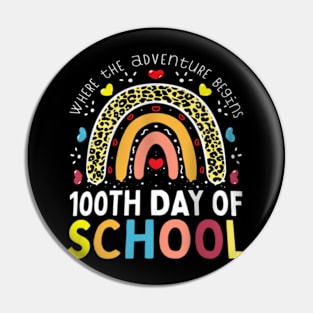 100Th Day Of School Teacher 100 Days Smarter Leopard Rainbow Pin