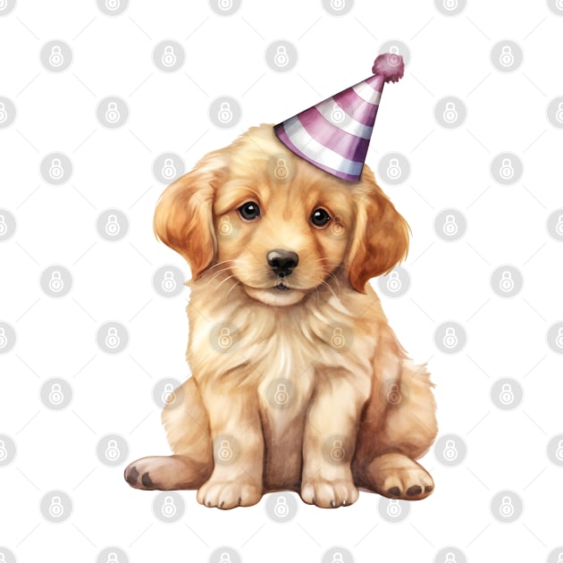 Birthday Golden Retriever Dog by Chromatic Fusion Studio