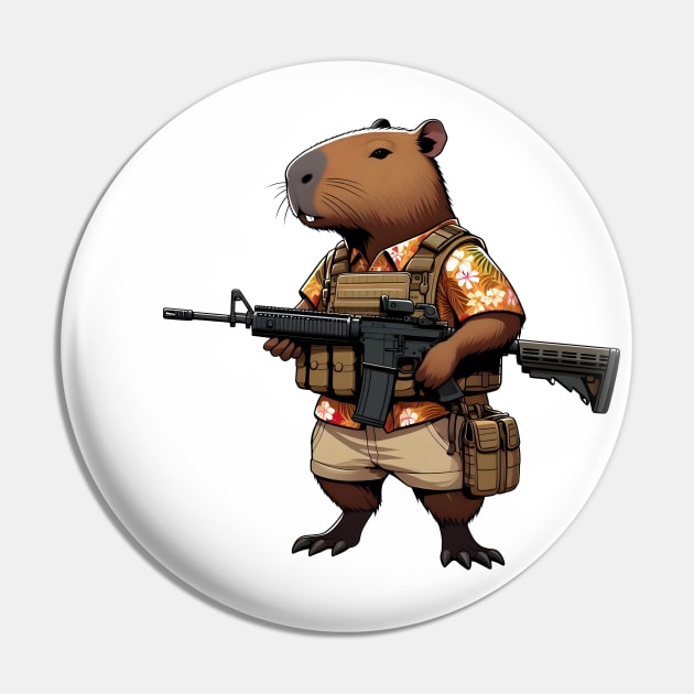 tactical capybara Pin by Rawlifegraphic