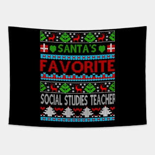 Santa's Favorite Social Studies Teacher Ugly Xmas Social Studies Teacher Chrismtas Gift Tapestry