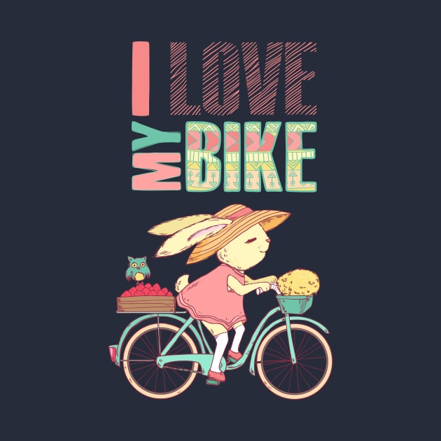 Cute Rabbit riding a bicycle by Olya Yatsenko