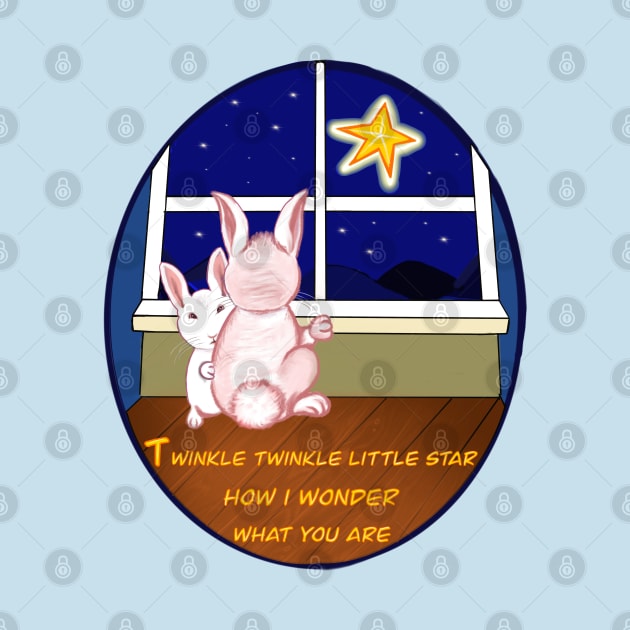 Nursery rhyme twinkle twinkle little star  Bunny rabbits   - cute fluffy kawaii rabbit design by Artonmytee