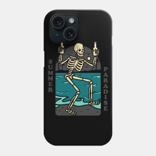 Drunk skeleton in summer paradise Phone Case