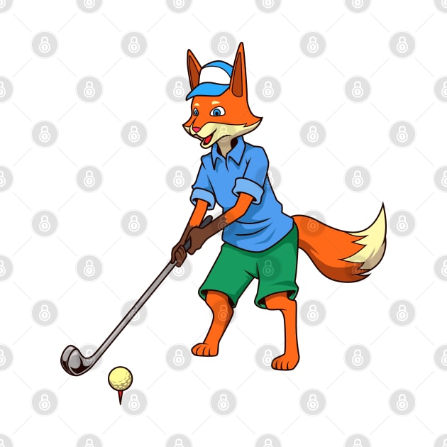 Comic fox plays golf - Golfer by Modern Medieval Design