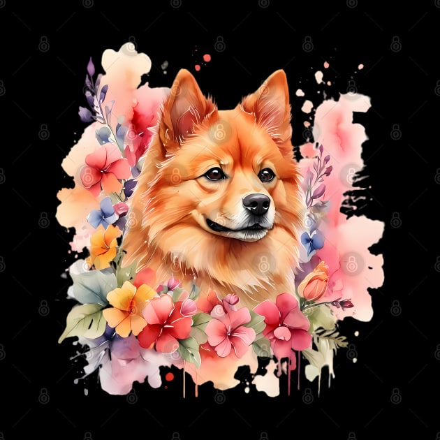 A finish spitz decorated with beautiful watercolor flowers by CreativeSparkzz