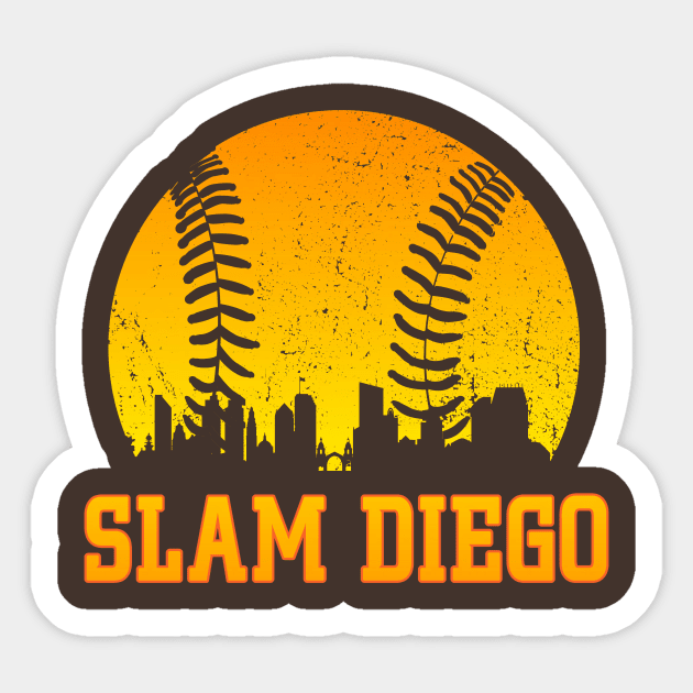 Vintage Slam Diego San Diego City Skyline Baseball Gameday - Slam