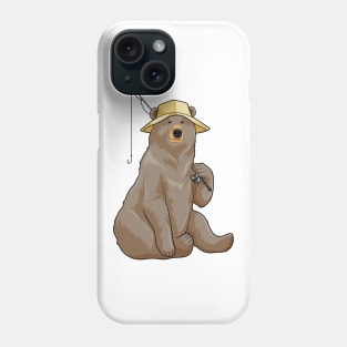 Bear at Fishing with Fishing rod Phone Case