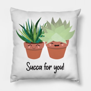 Kawaii Inspired Succulents, Succa for you! Funny Plant Pun! Zebra Succulent and Hen & Chick Succulent Pillow