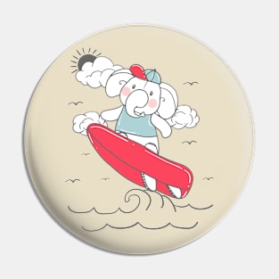 Elephant Surfing Pin