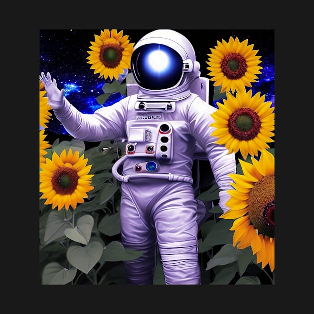 Astronaut big Sunflower by cloudart2868