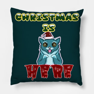 Cat Christmas is here Pillow