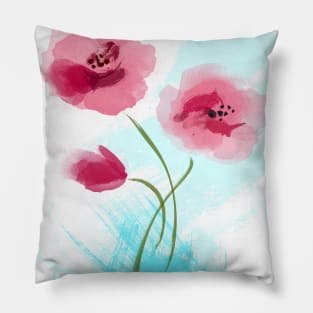 Poppies Watercolor Pillow