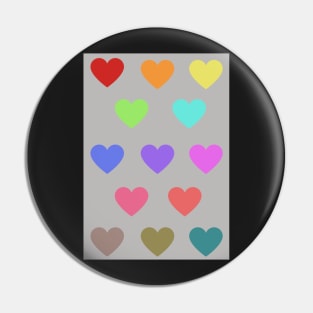 Colourful hearts pattern Pin