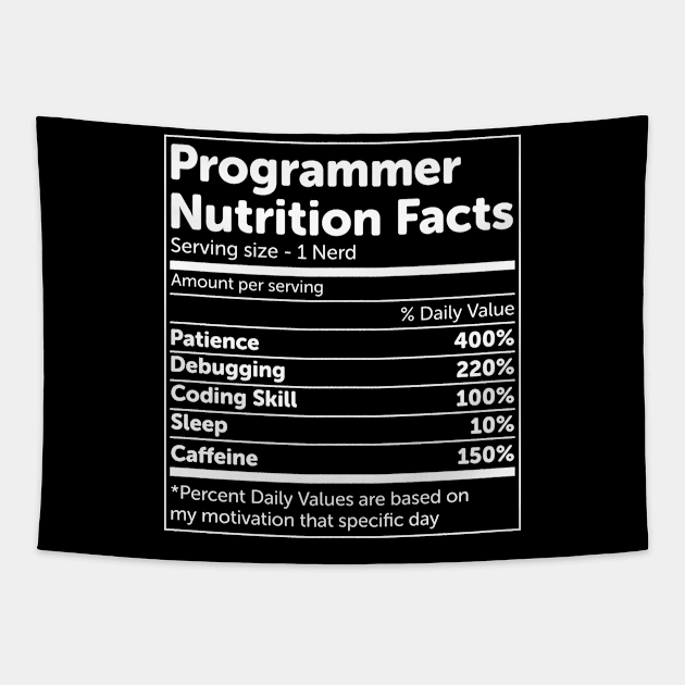 Programmer Nutrition Facts Tapestry by ScienceCorner