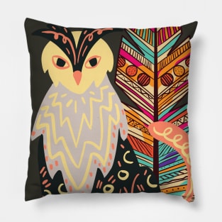 Mexican Alebrije folk art owl-leopard artwork Pillow