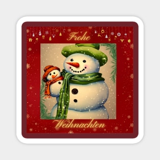 Frohe Weihnachten von Schneemann und Schneebaby Magnet