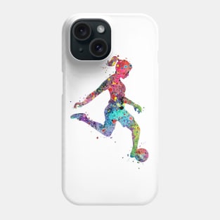 Soccer Girl Watercolor Painting Art Print Gifts Phone Case