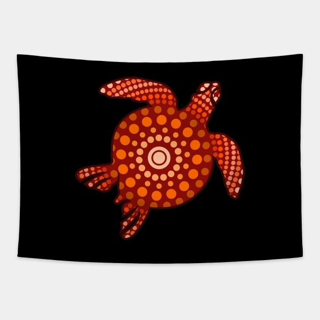 Red Turtle Aboriginal Art Tapestry by Food in a Can