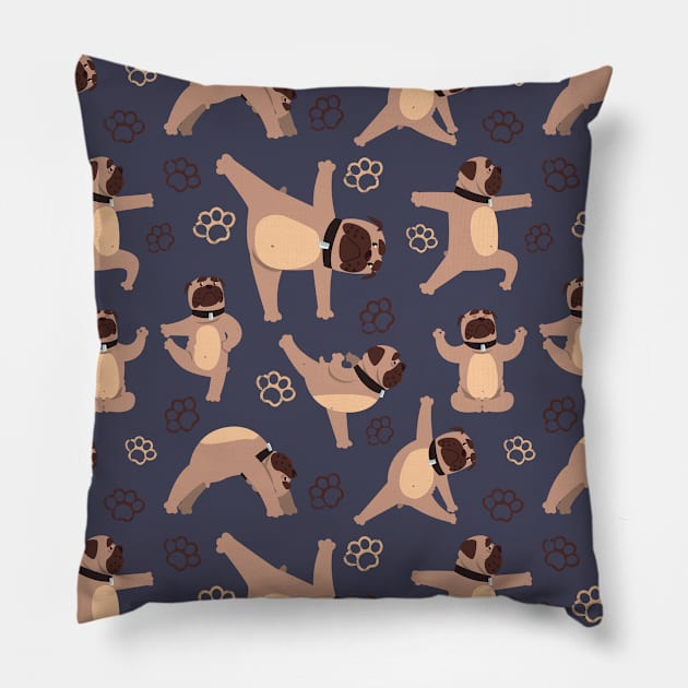 Little Dogs doing Yoga Cute Namaste Pillow by From Mars