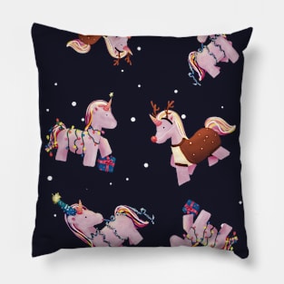 Unicorn Xmas Party Time Pillow