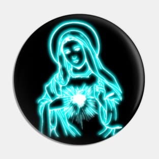 Light Blue Neon Virgin Mary Pin