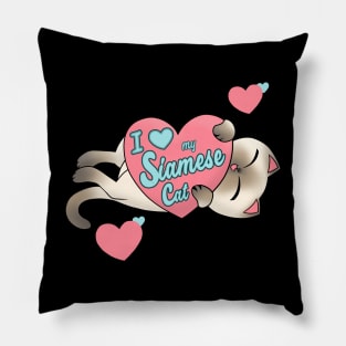 I Heart My Siamese Cat cute kawaii love Pillow