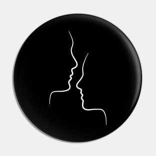 Two Faces Minimalist Line Art Drawing - Face to Face Pin